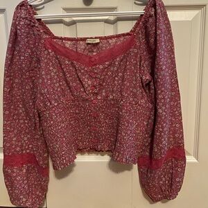 American eagle floral milk maid blouse